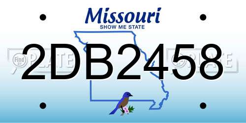 2DB2458 Missouri License Plate