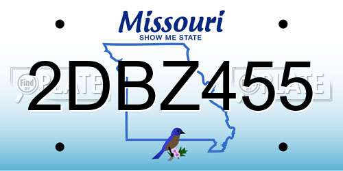 2DBZ455 Missouri License Plate