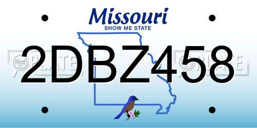 2DBZ458 Missouri License Plate