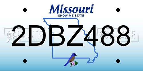 2DBZ488 Missouri License Plate
