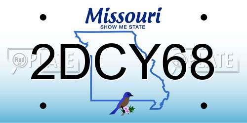 2DCY68 Missouri License Plate