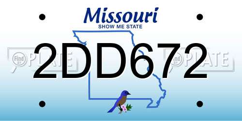 2DD672 Missouri License Plate