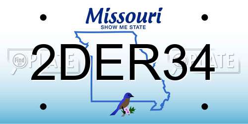 2DER34 Missouri License Plate