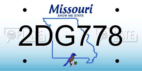 2DG778 Missouri License Plate