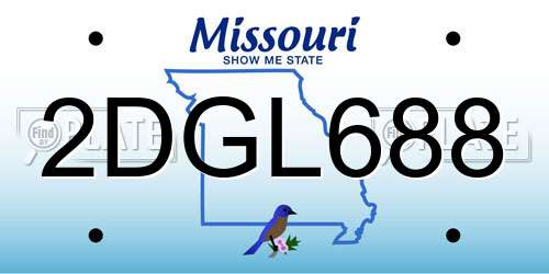 2DGL688 Missouri License Plate