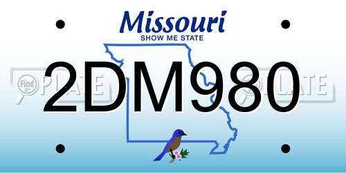 2DM980 Missouri License Plate