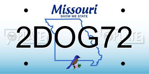 2DOG72 Missouri License Plate