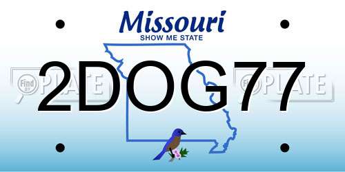 2DOG77 Missouri License Plate