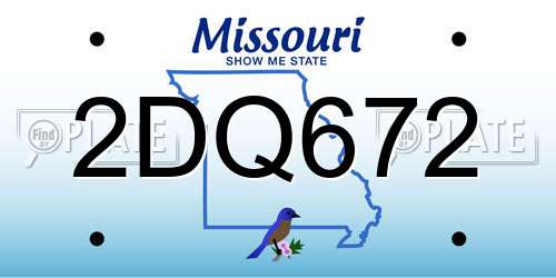 2DQ672 Missouri License Plate