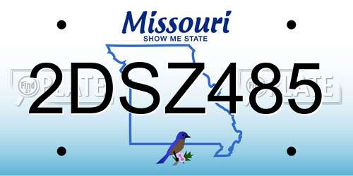 2DSZ485 Missouri License Plate