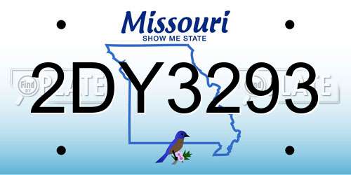 2DY3293 Missouri License Plate