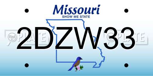 2DZW33 Missouri License Plate