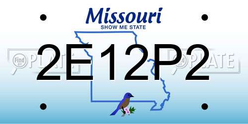 2E12P2 Missouri License Plate