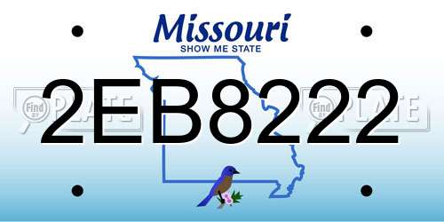 2EB8222 Missouri License Plate