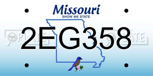 2EG358 Missouri License Plate