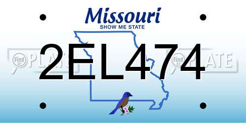 2EL474 Missouri License Plate