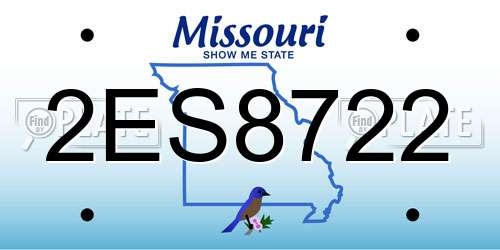 2ES8722 Missouri License Plate