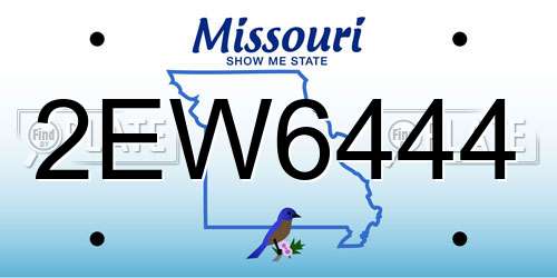 2EW6444 Missouri License Plate