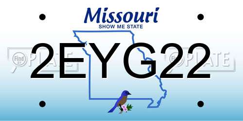 2EYG22 Missouri License Plate
