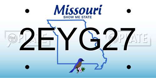 2EYG27 Missouri License Plate