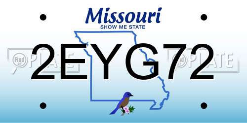2EYG72 Missouri License Plate