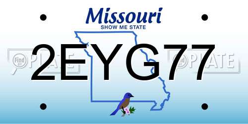 2EYG77 Missouri License Plate