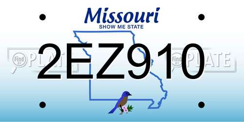 2EZ910 Missouri License Plate