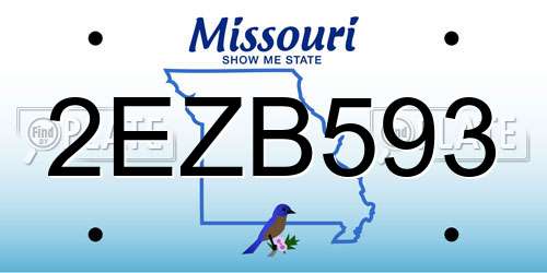 2EZB593 Missouri License Plate