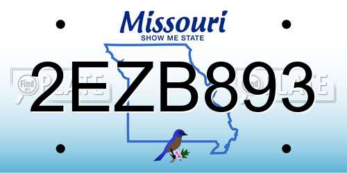 2EZB893 Missouri License Plate