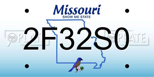 2F32S0 Missouri License Plate