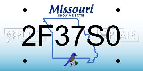2F37S0 Missouri License Plate