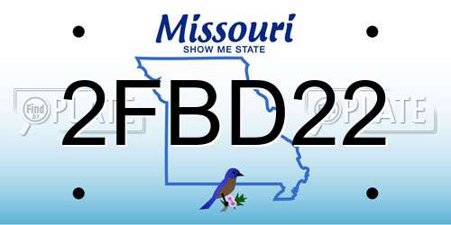 2FBD22 Missouri License Plate