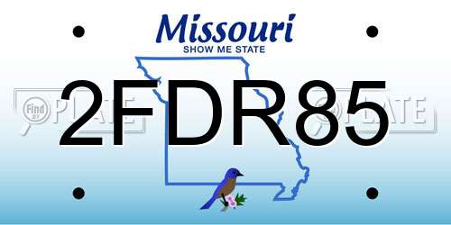 2FDR85 Missouri License Plate