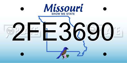 2FE3690 Missouri License Plate