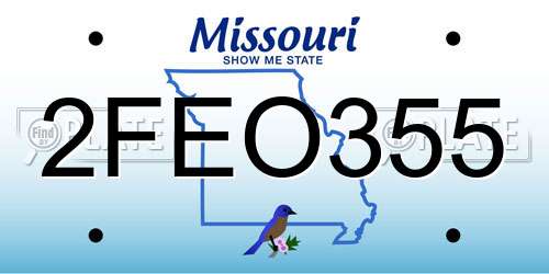 2FEO355 Missouri License Plate