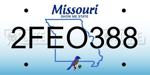 2FEO388 Missouri License Plate