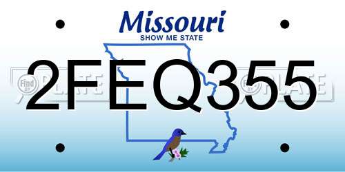 2FEQ355 Missouri License Plate
