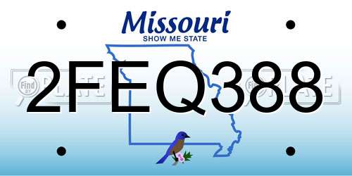 2FEQ388 Missouri License Plate