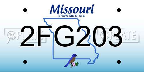 2FG203 Missouri License Plate