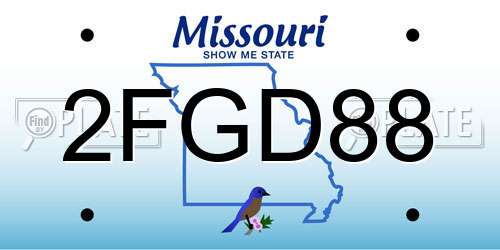 2FGD88 Missouri License Plate