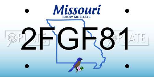 2FGF81 Missouri License Plate