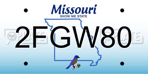 2FGW80 Missouri License Plate