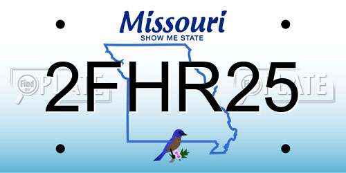 2FHR25 Missouri License Plate