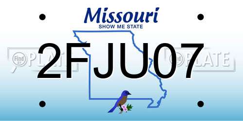 2FJU07 Missouri License Plate