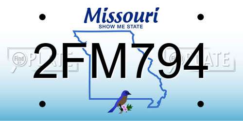 2FM794 Missouri License Plate