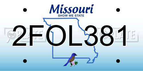 2FOL381 Missouri License Plate