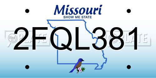 2FQL381 Missouri License Plate