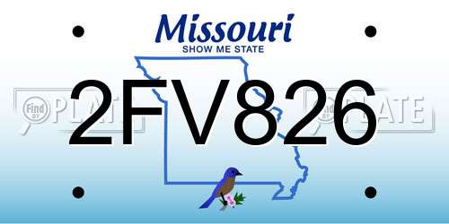 2FV826 Missouri License Plate