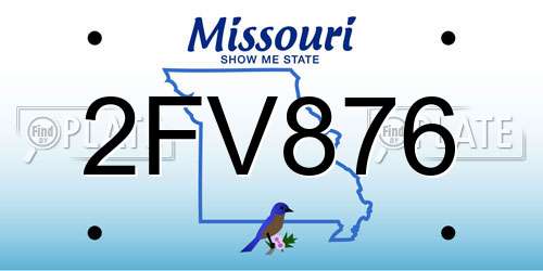 2FV876 Missouri License Plate