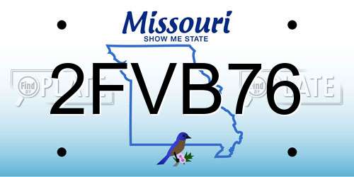 2FVB76 Missouri License Plate